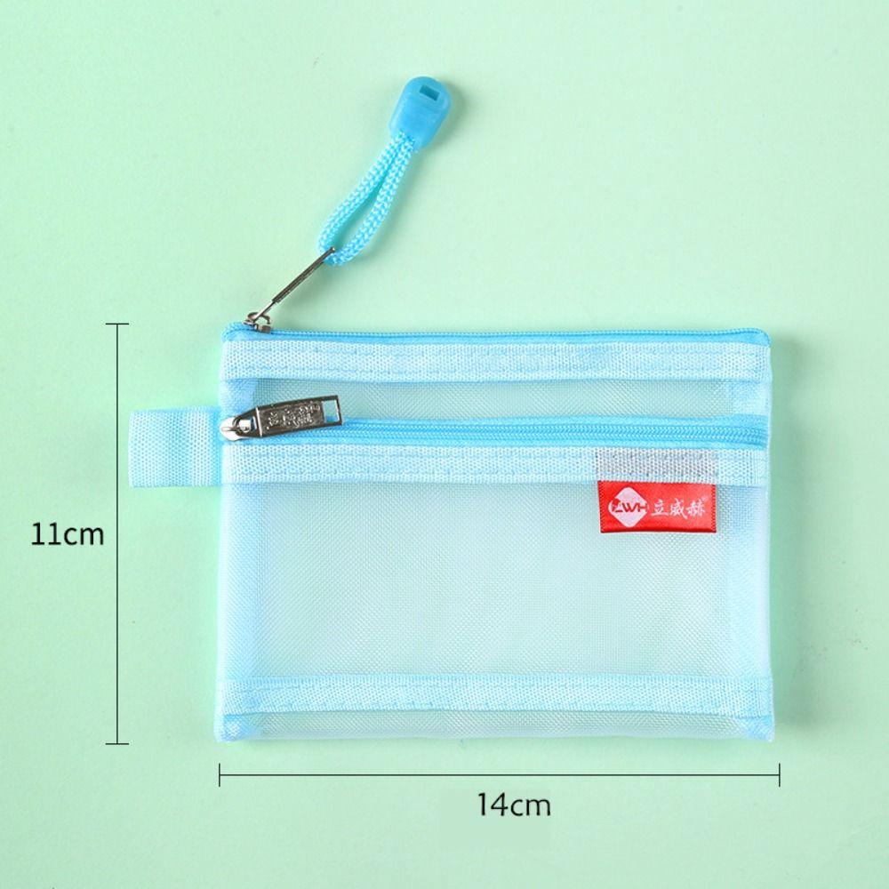 Portable Bus ID Credit Card Storage Bag Small Mesh Double Layer Coin Bags Money Wallet Purse Earphone Cable Line Organizer Pouch