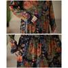 Floral Print Vintage Maxi Dress for Women Plus Size Spring Summer Loose Long Dress