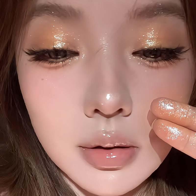 Cappuvini Peach Body Glitter Spray Diamond Sparkling Highlighter Liquid Champagne Bronzer Shimmer Full Body Shiny Cosmetics 65G