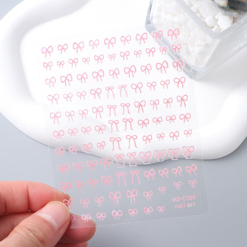 Błyszcząca biała wstążka kokarda naklejki na paznokcie 3D Nail Art Design dekoracje naklejki wstążka kokarda diy manicure naklejki