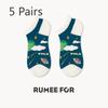 5 Pairs of Women's Spring and Summer Trendy Cartoon Breathable Shallow Short Boat Socks