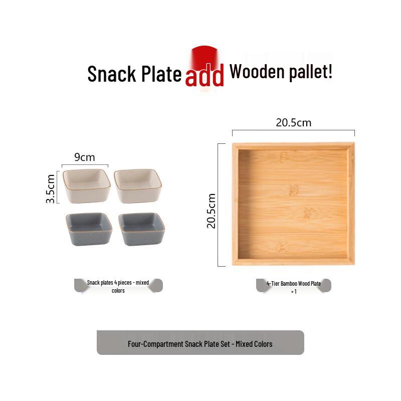 Ru Han Japanese Ceramic Four-Grid Snack Plate