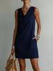 Summer Fashion Women's New Solid Color Ruffled Collar Sleeveless Elegant Sexy Dress