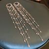 European and American Personalized Metal Fringed Earrings Niche Simple Long Stud Earrings High-end Light Luxury Earrings Women