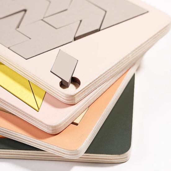 1/5Pcs Wooden Block Puzzle Challenge Game Disappearing Triangle Rectangle Rhombus Parallelogram Jigsaw Puzzle Game Educational Puzzle Toy