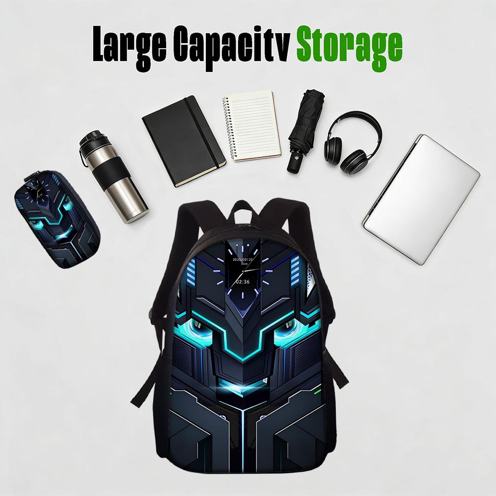 1/2/3/4/5PCS Robot Graphic Backpack Set | Ideal for School & Daily Travel