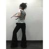VAYLA Grunge Aesthetics Tattoo Print T-shirt Trashy 2000s Style Letter T Shirt Japanese Y2k White Sheer Tops Gothic Vintage