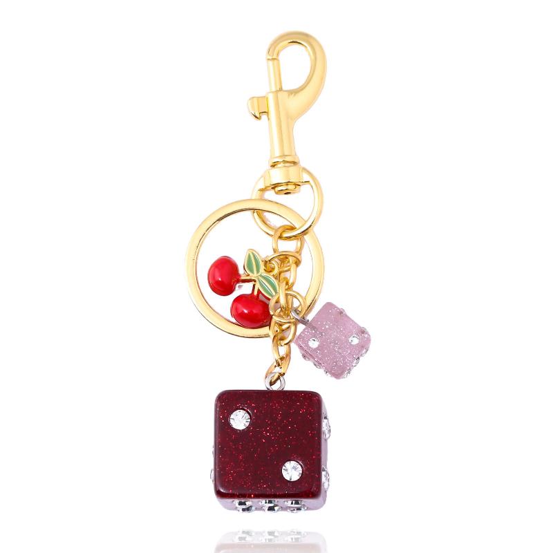 Colourful Dice Keychain Good Luck Dice String Car Keychain Bag Pendant Keyring Fashion Accessories