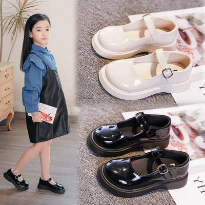 Zapatos de Cuero Negros para Niñas Primavera y Otoño Zapatos Individuales de Suela Blanda Zapatos de Princesa Mary Jane Simples para Niños