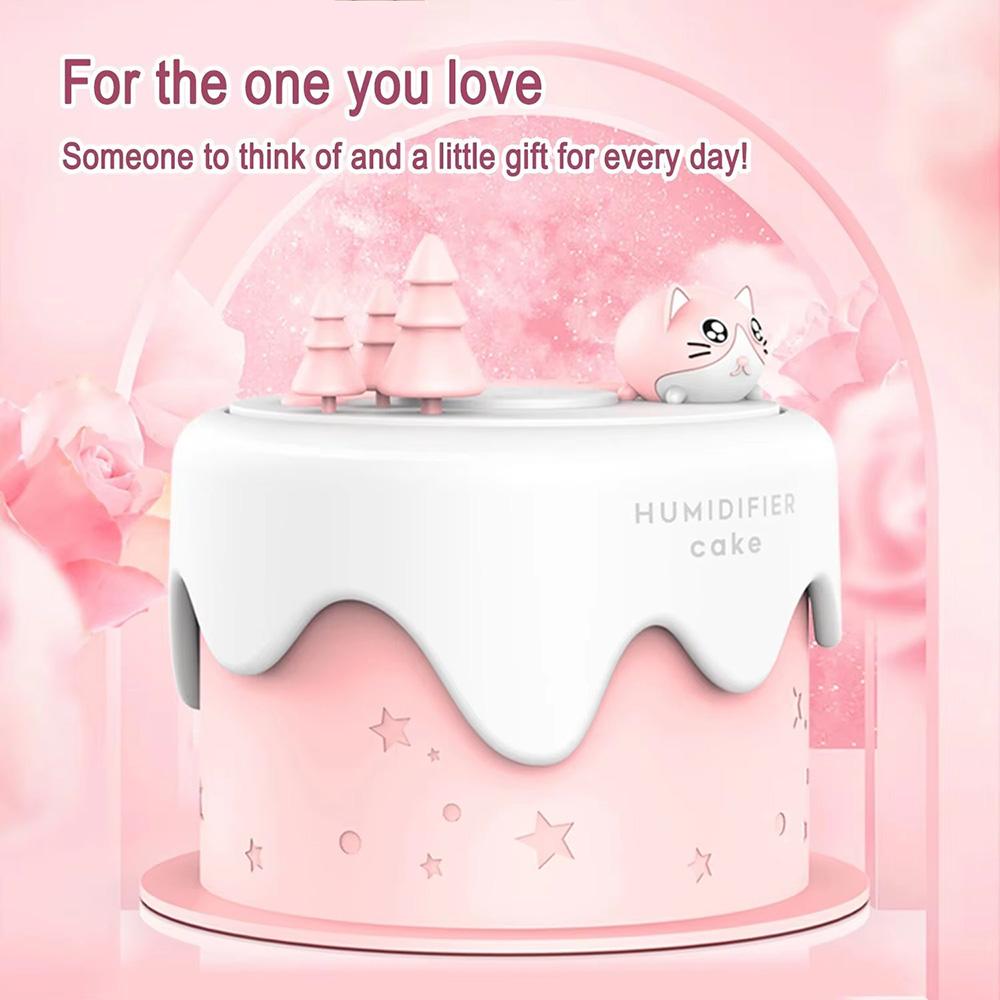 Cute Mini Small Cake Humidifier USB Night Light Desktop Household Use Cartoon Spray Humidifier Gift