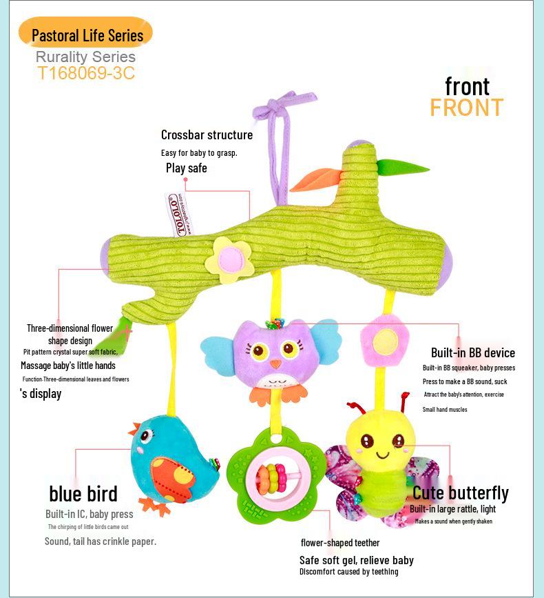 Happy Monkey Teether & Rattle Plush Crib Toy