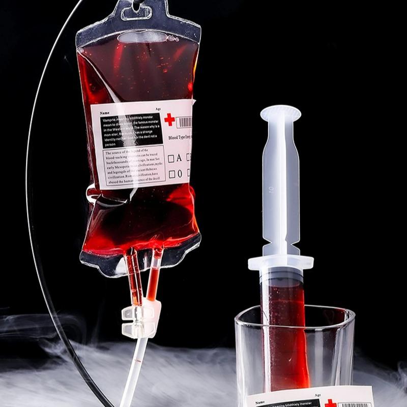 Halloween Blood Bag Set Creative Cocktail Cups Edible Blood Bag Juice Bags Drink Decoration Bags Party Halloween Tools