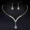 Yousheng 2Pcs/Set Conjunto de joias Design de gota d'água Colar de strass brilhante Conjunto de brincos pendurados Conjunto de colar e brincos brilhantes luxuosos