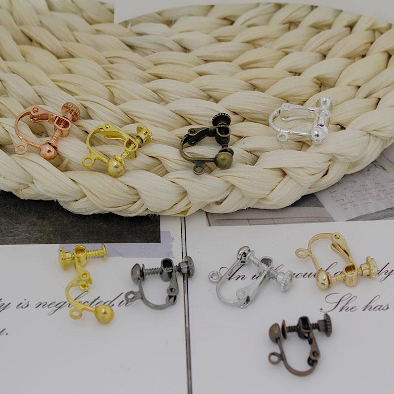 10Pcs Brass Screw Ear Clip-on Earring Converter Ear Cuffs No Piercing DIY Earring Findings Jewelry Making Supplies