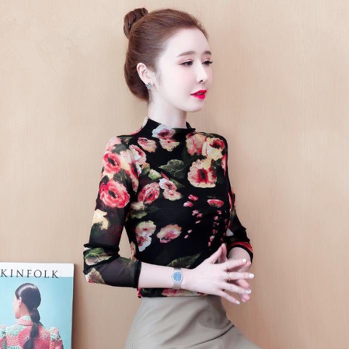

[111 grams, with ammonia, German velvet] New semi-turtleneck printed bottoming shirt autumn and winter long-sleeved t-shirt thermal top 3XL