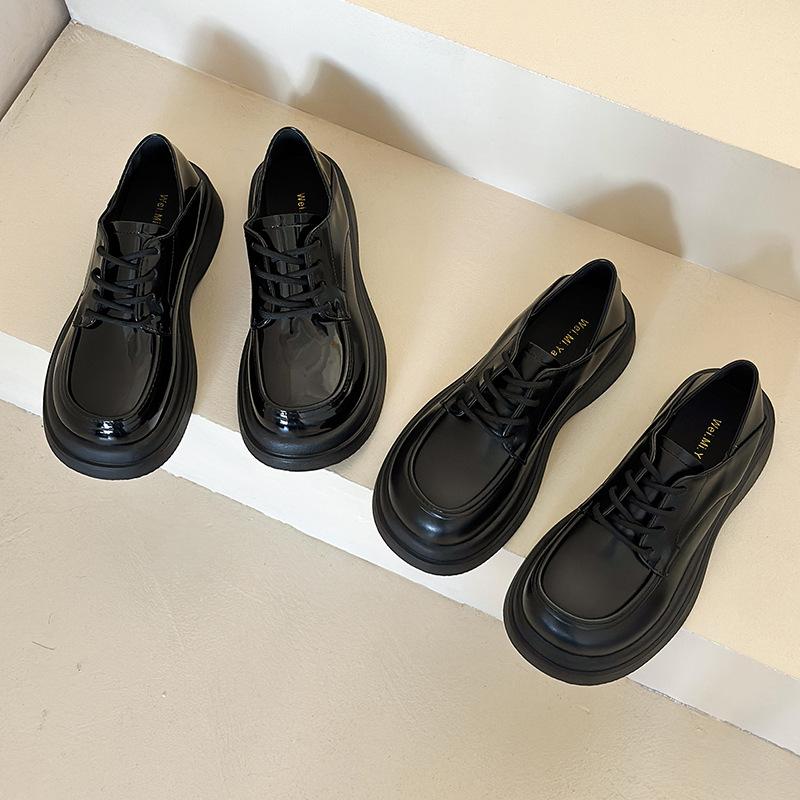 British Style Authentic Leather Shoes Women's Spring New Platform Height Increasing Japanese Style Mary Jane Shoes Loafers
