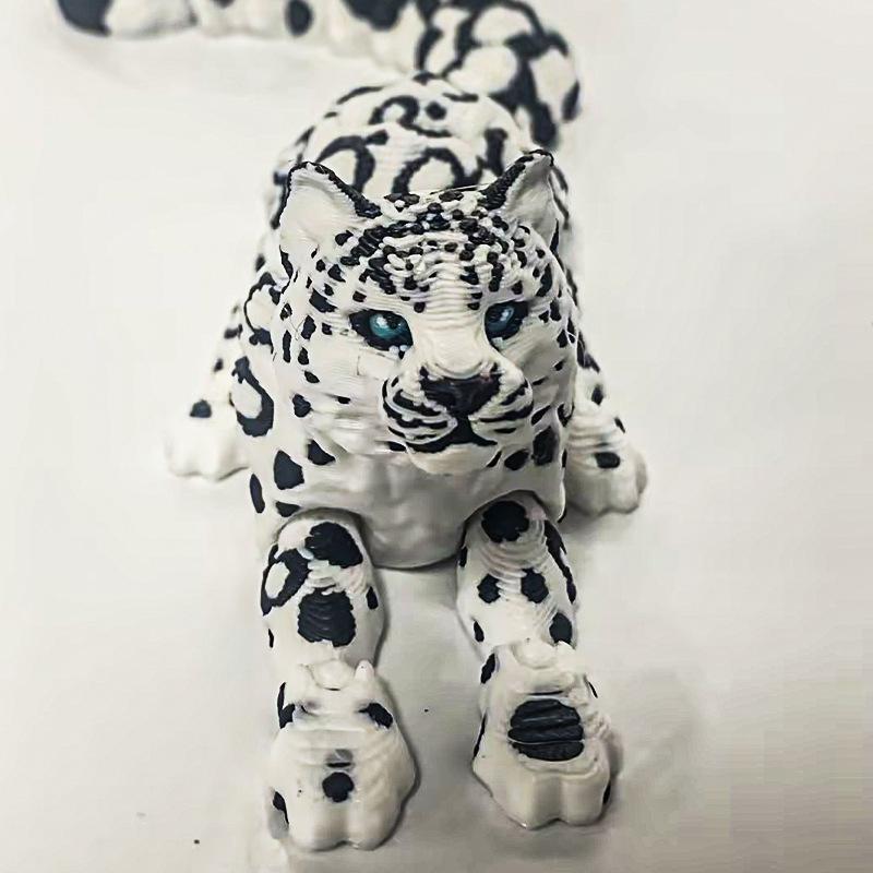 3D-gedrucktes Schneeleoparden-Modell Simulation Mehrgelenkige bewegliche Tiere Figur Miniatur Hausdekoration