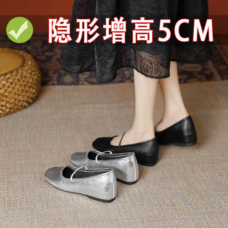 

5lm silver Mary Jane shoes women s spring new gentle matching skirt inner height increase single shoes small size women s shoes 33 срібний