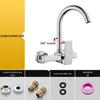 All-Copper Wall-Mounted Double-Hole Faucet for Kitchen and Balcony Sinks with Hot/Cold Mixer