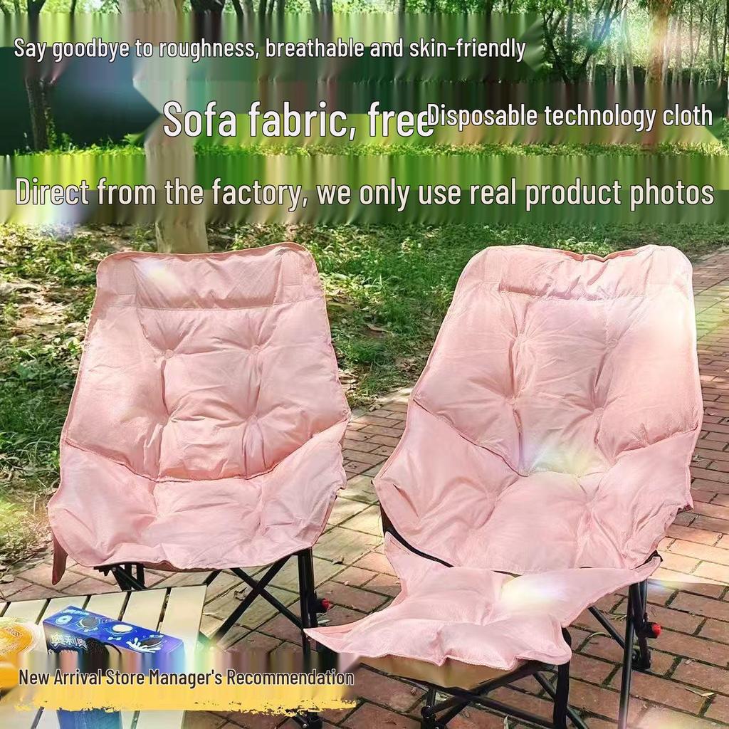 Outdoor Folding Recliner Chair with Leg Rest and 4-Position Adjustable Cotton Seat for Camping and Picnics