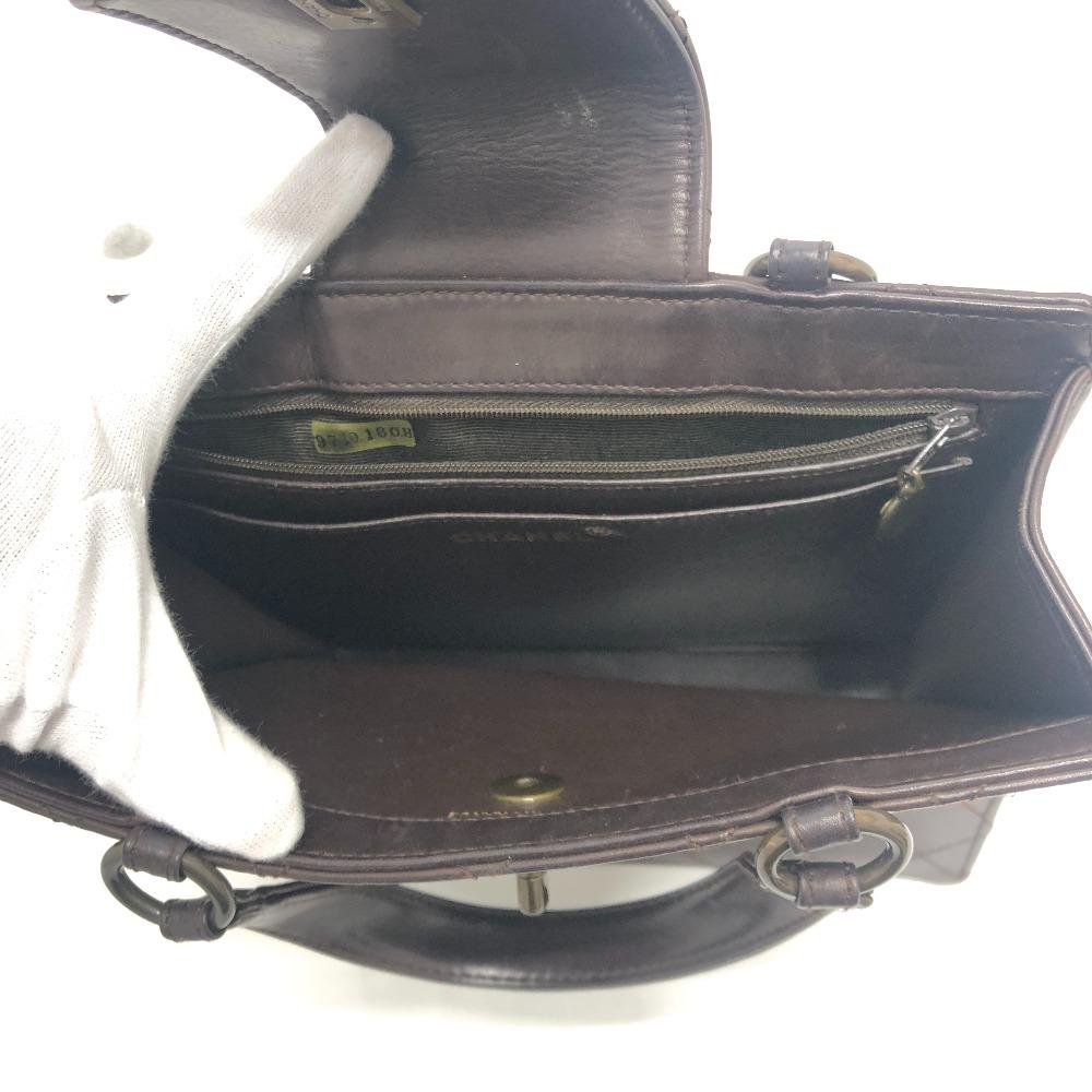 CHANEL Matelasse Turn lock Handbag Bag Backpack Hand Bag Calfskin Brown