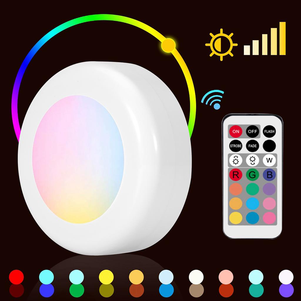 Wireless LED Puck Light RGB 12 Colors Dimmable Night Hall Lamp