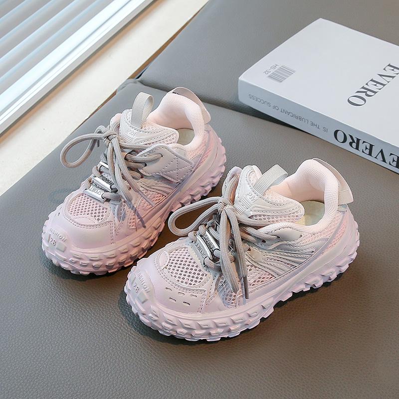 

Kids Sports Shoes Non-slip Soft Sole Students Running Shoes Mesh Breathable 2025 New Children Basketball Shoes Hook&loop Comfort 27 розовый