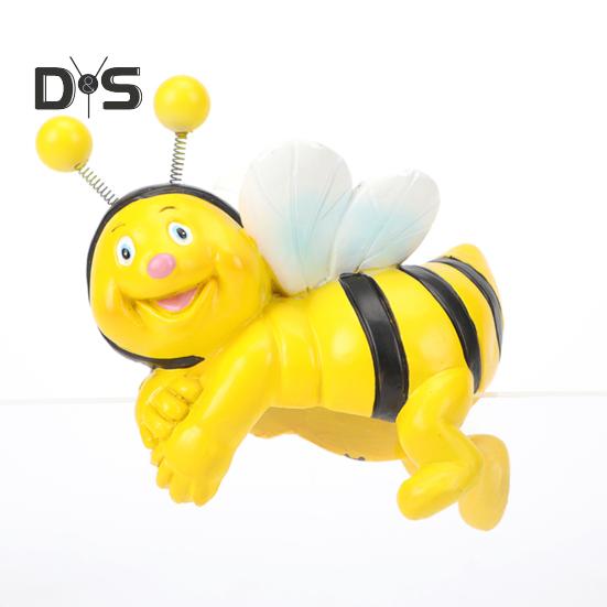 2 Pcs Bee Planter Ornament Hanging Bee Sculpture Resin Cartoon Honeybee Figurine for Potted Plants Flower Pot Edge Decor