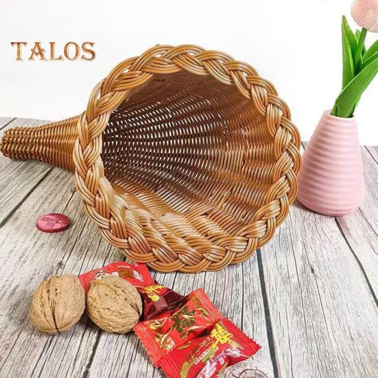 Cesto Cornucopia di Natale Cesto in Rattan a Forma di Corno Grande Capacità Cesto Portaoggetti Multiuso Decorazione per la Casa del Ringraziamento