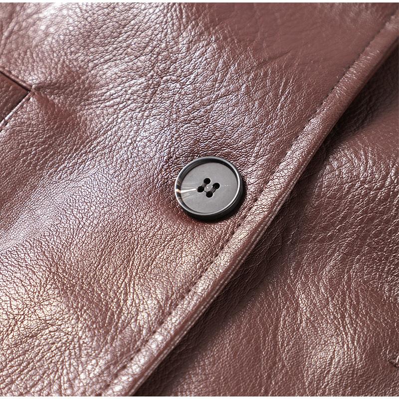 Vintage kožená dámská bunda s rozepínací límec jednořadové bundy Jednobarevné Móda Ženy Kabát Podzim Nové Dámské Kabáty