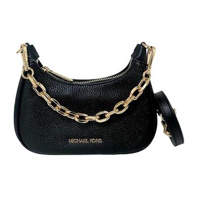 MK Cora 27 Uzavírání na zip Kožená ramenní Crossbody Mini taška Dámské tašky Černá 35R3G4CC5L-BLACK