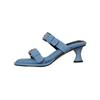Fashion fashion flip flops denim leather shoes woman sandals spike high heels female slippers footwear women party dress casual shoes