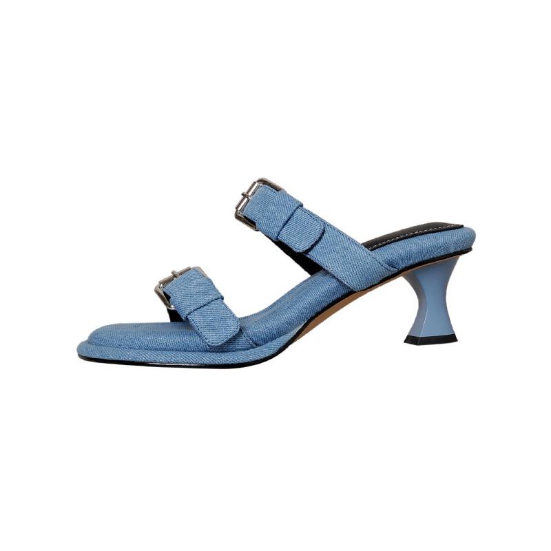 Fashion Fashion Flip Flops Denim Leather Shoes Woman Sandals Spike High Heels Female Slippers Footwear Women Party Dress Casual Shoes