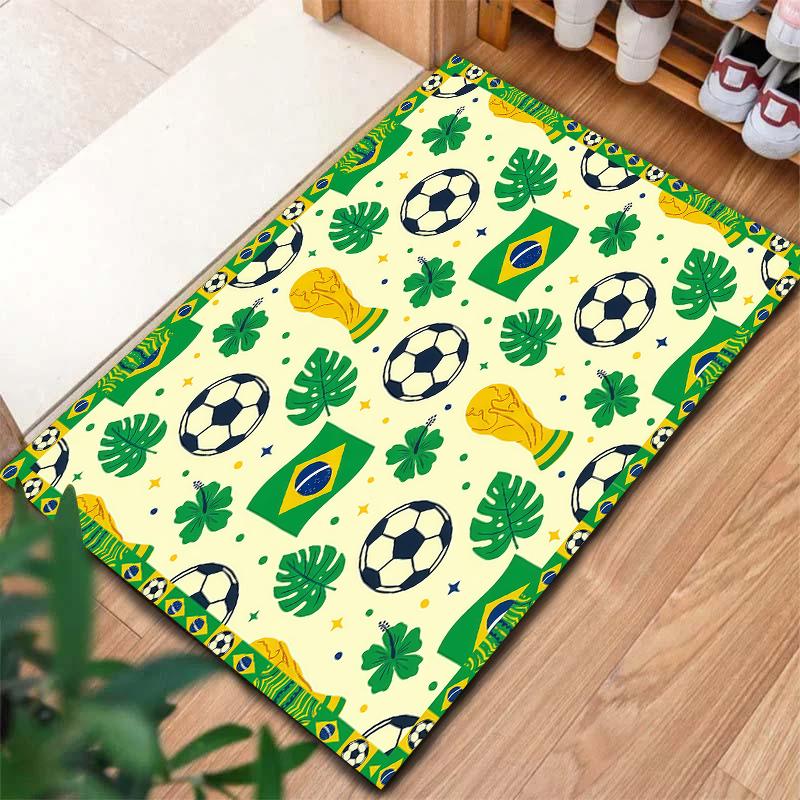 Tapete Quadrado com Padrão de Futebol da Copa do Mundo, Tapete de Área, Tapete para Sala de Estar, Quarto, Sofá, Sala de Brincar, Decoração, Tapete Antiderrapante, Presentes de Feriado e Aniversário