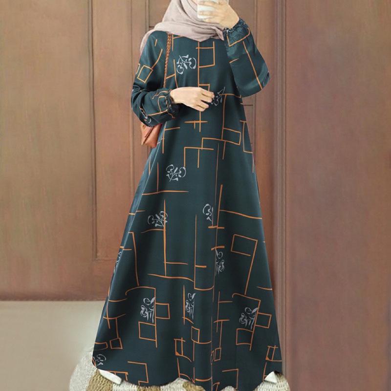 New Arrival Middle East Muslim Casual Pullover Long Sleeve Loose Round Neck Dress