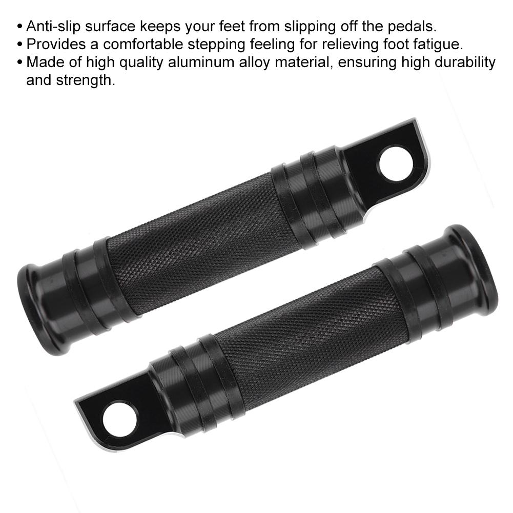 2Pcs Aluminum Alloy Motorcycle CNC Bike Foot Pegs Pedals Rest Footrest(Black)