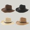 Unisex Bohemian Style Western Cowboy Straw Hat, Face-Slimming, Retro Panama Design with Sun Protection.