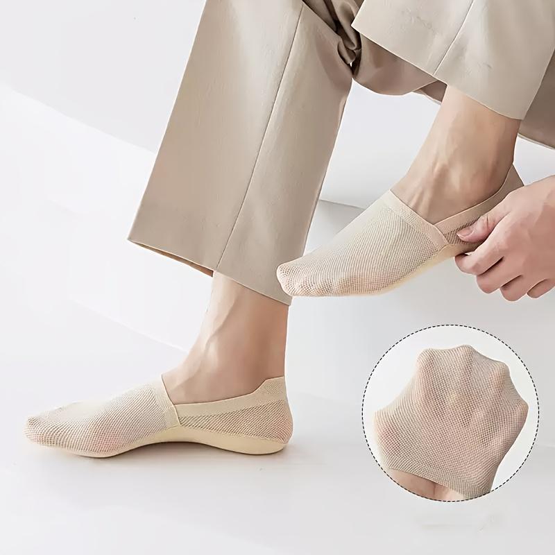 4 Paar Damen Unsichtbare Socken in Aprikosenfarbe | Sommer Dünn Niedrig geschnitten Rutschfest Anti-Rutsch Netz Atmungsaktiv Eis-Faser Stoff Lässig