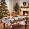 Christmas-Themed Round/Square Table Cloth, Cardinal Pine Cone Snow Pattern, Table Decoration Cloth, Festive Atmosphere
