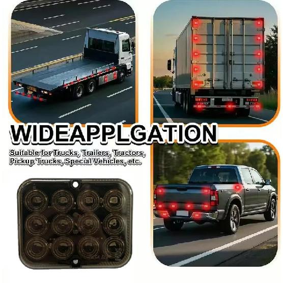 2PCS Waterproof Truck Rear Fog Light 12LED Car Warning Signal Turn Taillight Trailer Lamp Boat Caravan Lorry Stop LED Red Light