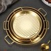 Gold/Silver Fried Chicken Tray Binaural Handle Dinner Plate Drain Pan Food Serving Plate Salads