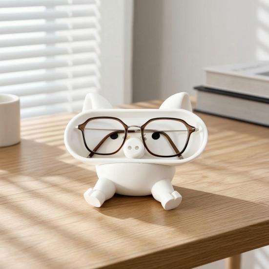 Small Space Saving Container Cartoon Pig Glasses Holder, 3D Printed Phone Stand Desktop Organizer, Bedside Table Accessory Stable Decorative Ornament