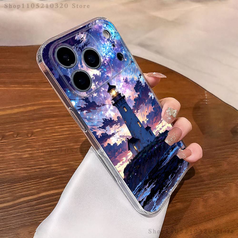 

Аниме чехол для телефона с маяком для iPhone 17,16,11,15,13,14,12,Air,Mini,Plus,Pro,Max,Plus,E Прозрачный мягкий чехол iPhone14Plus