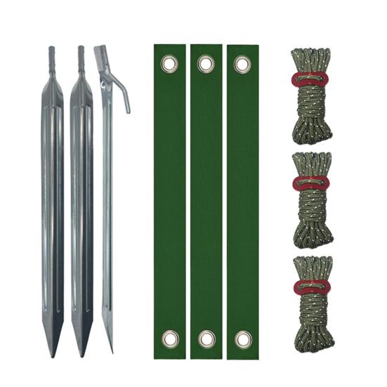 Tree Stake Kit Heavy Duty Young Trees Supports Against Bad Weather Tree Staking Kit with Ground Stakes 4m Ropes Tree Ties for Leaning Trees