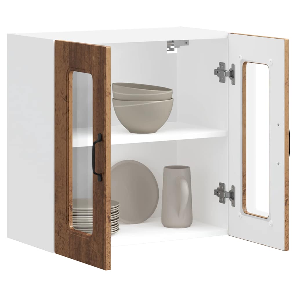 Kitchen Wall Cabinet with Glass Door Kalmar Vintage Wood Look Engineered Wood