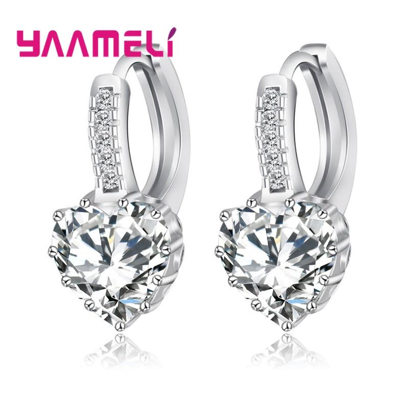 Big Sale 925 Silver Loop Hoop Earrings Candy Color Cubic Zircon Charms Women Jewelry Wedding Accessory Brincos