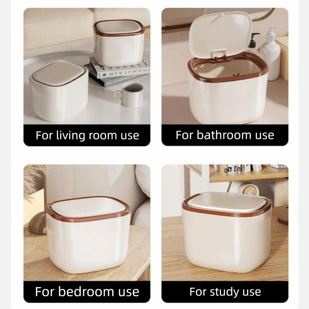 Sealed Desktop Trash Bin Household Press Storage Case Mini Paper Basket  Living Room