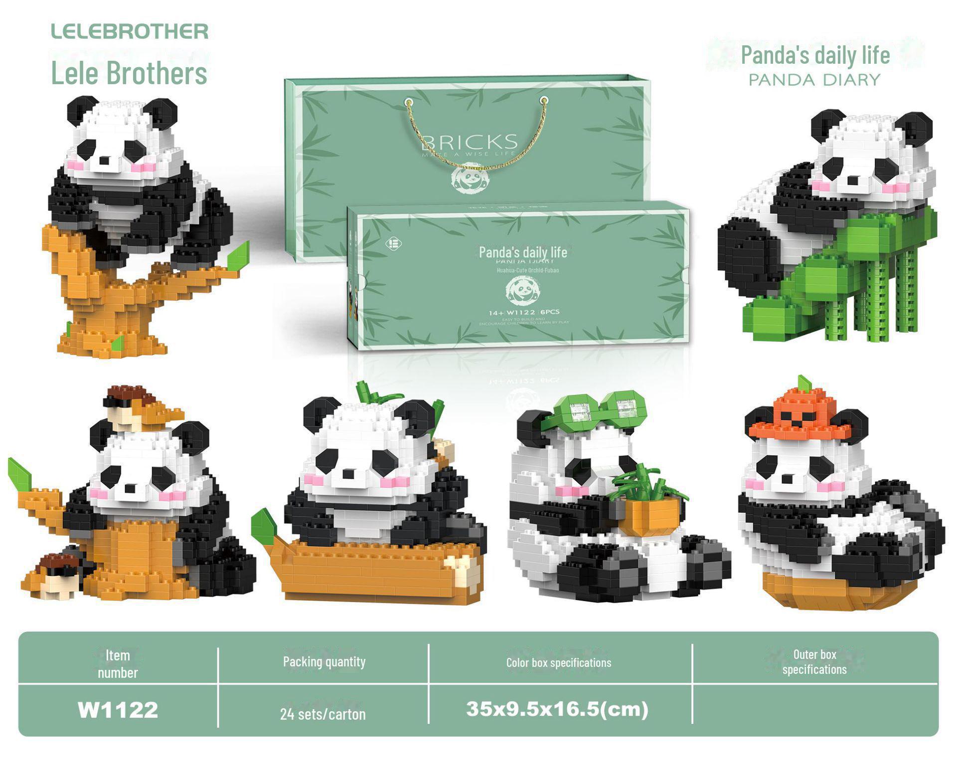 

Строительные блоки Панда: Образовательная игрушка из мелких частиц, совместимая с Lego для детей, мальчиков и девочек, головоломка, модель, орнамент