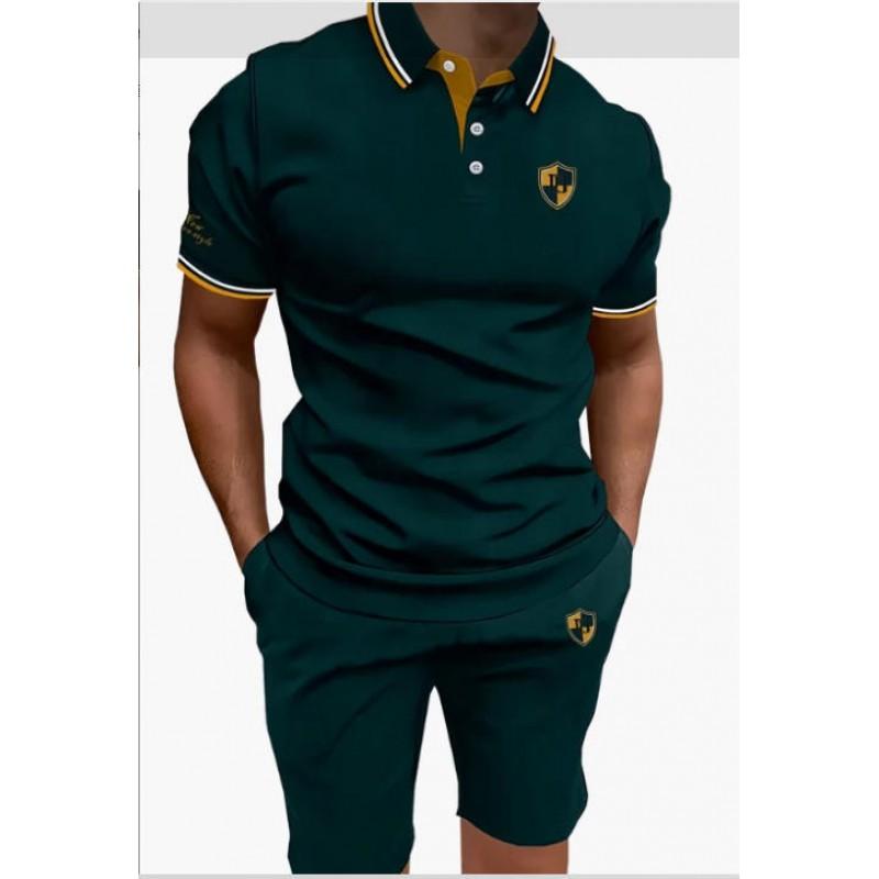 Mens Casual Loose Fit Polo Shirt With 3D Digital Print Short Sleeve Asymmetrical Design Wear