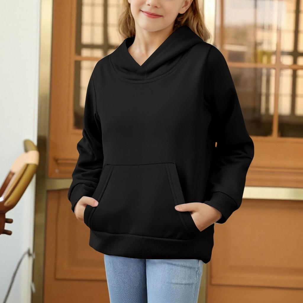 Boys and Girls Hoodie Pullover Color Loose Fit Casual Sport Top for Activewear